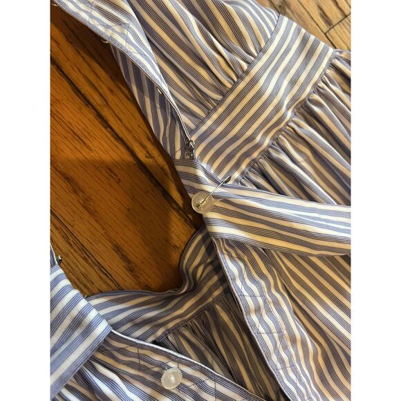 Alexis Dress Womens Medium Blue Stripe Ruffle Collar Tie Waist Button Front - Picture 8 of 10